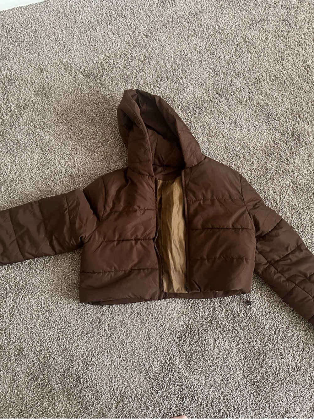 Kids Brown Hooded Puffer Jacket